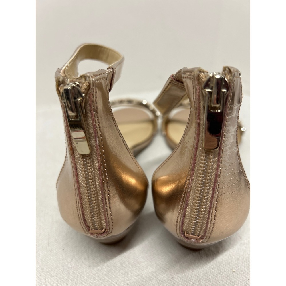 Vintage Enzo Angiolini Women Rose Gold Studded Ankle Strap Wedge Sandals Prom 8M - Picture 4 of 8